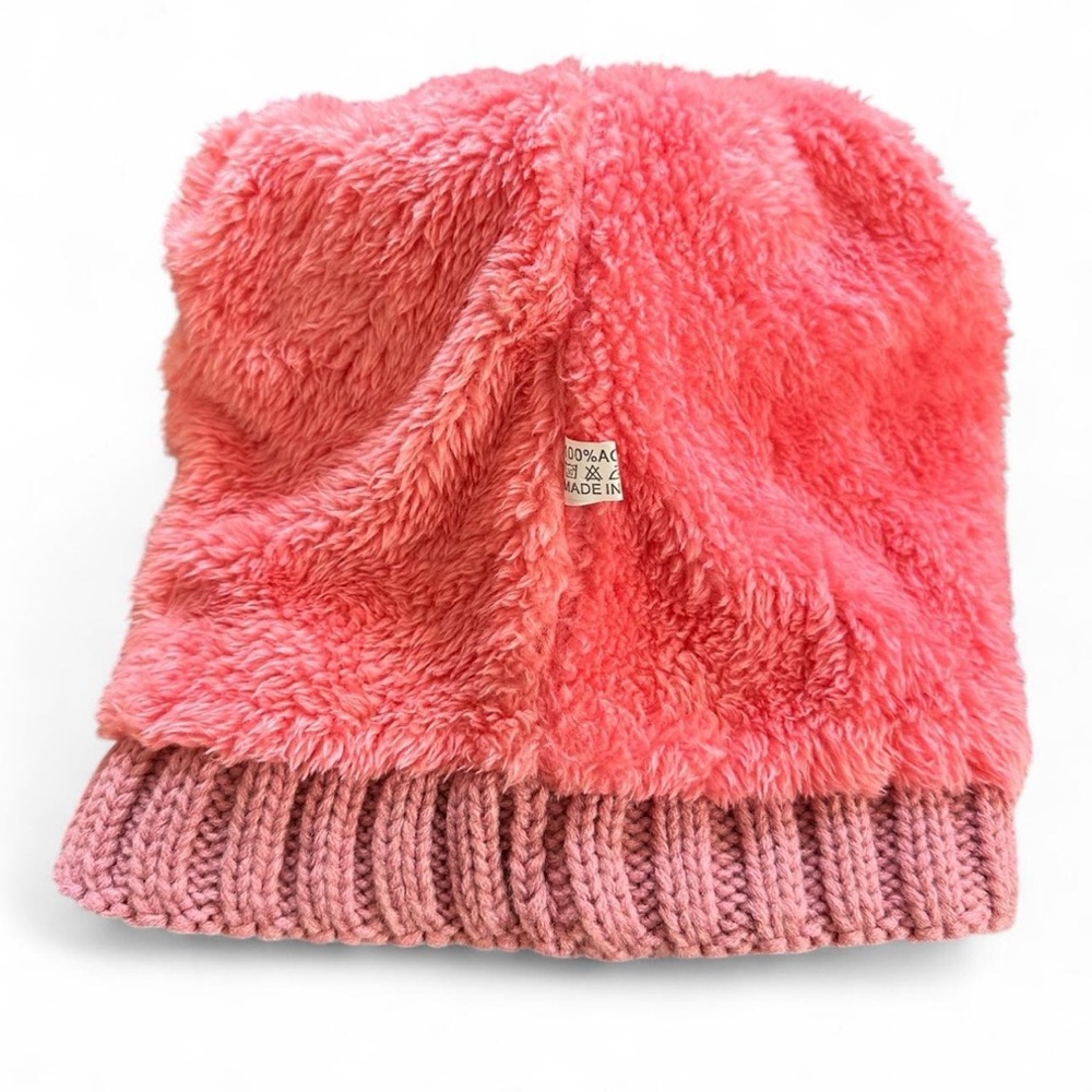 UGG Pink Cable Knit Beanie with Pom-Pom - Picture 3 of 5